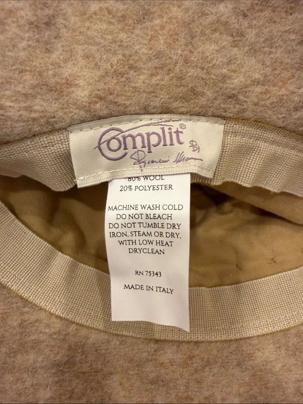 Women’s Tan Flower Accent Wool-Blend Bucket Hat